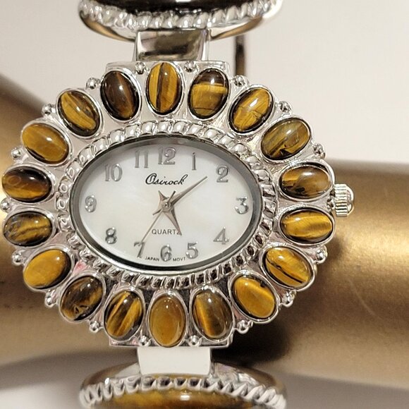 Womens Osirock Brown Stone Cuff Bangle Watch - Picture 2 of 14